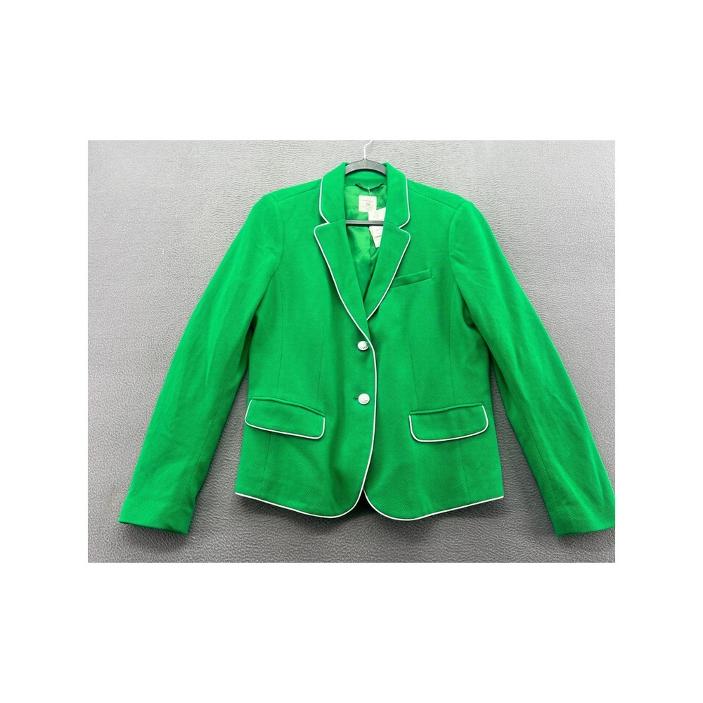 Gap The Academy Blazer Green White Contrast Piping Preppy Two Button Size 12 NWT